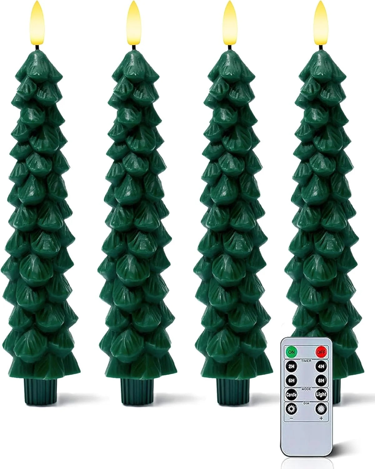 Velas LED Navideñas en Forma de Árbol con Mando y Temporizador