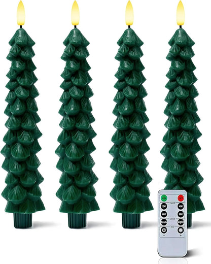 Velas LED Navideñas en Forma de Árbol con Mando y Temporizador