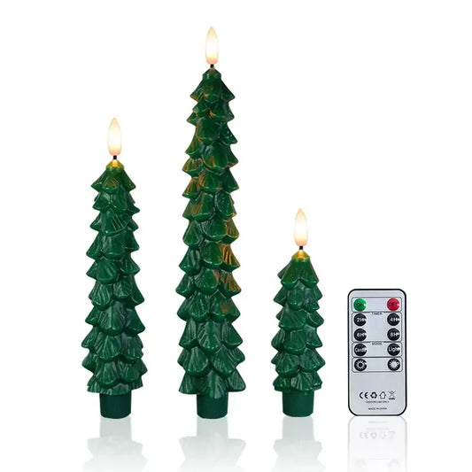 Velas LED Navideñas en Forma de Árbol con Mando y Temporizador