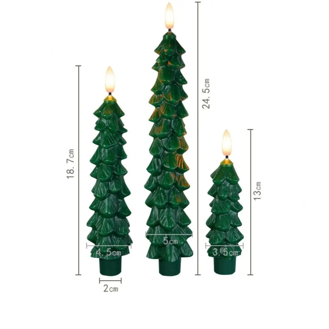 Velas LED Navideñas en Forma de Árbol con Mando y Temporizador