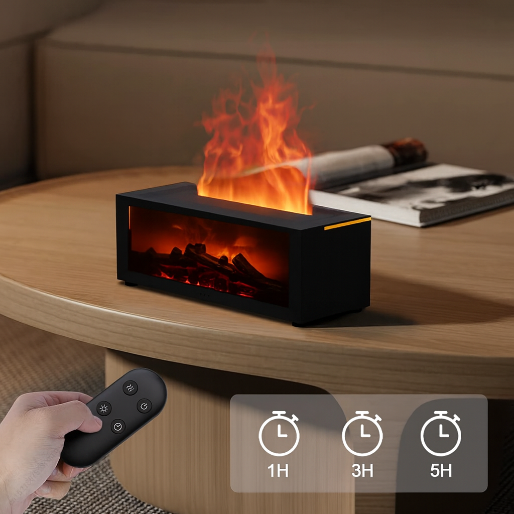 Humidificador Llama con Difusor de Aromas y Luz LED